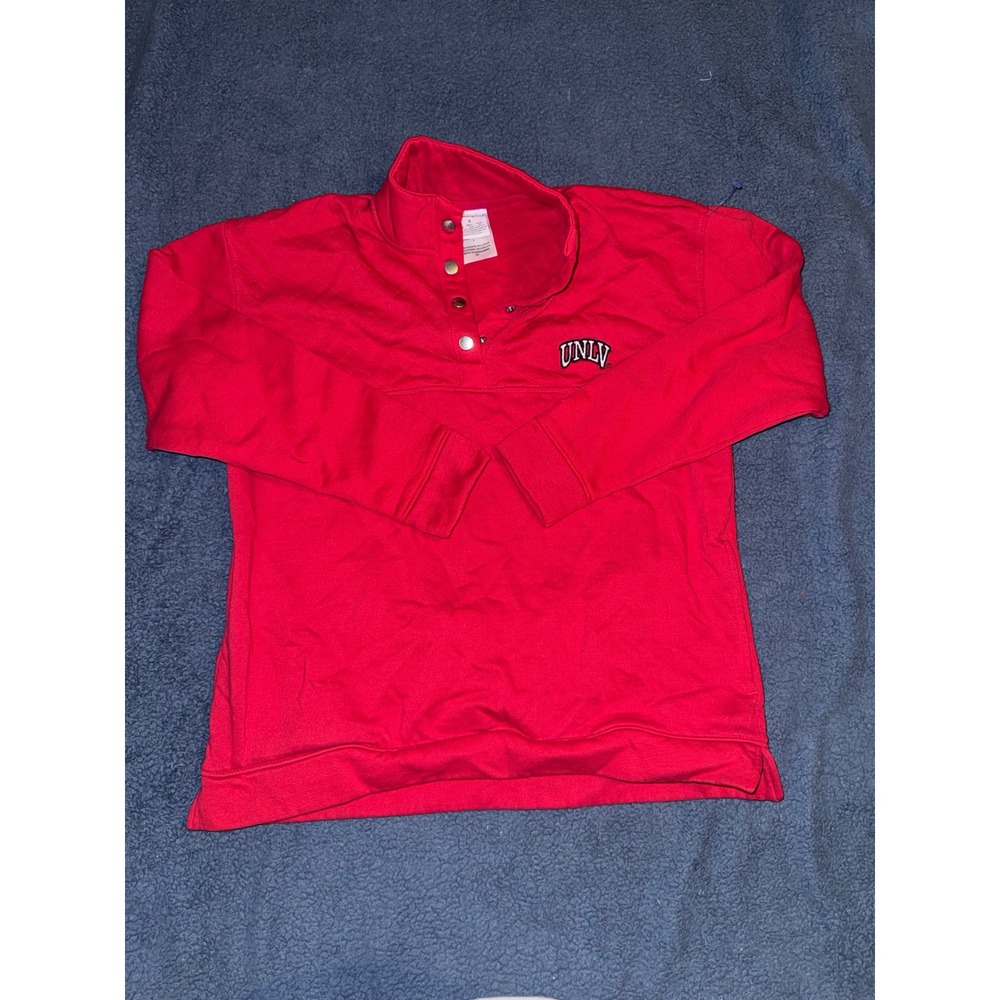 Champion UNLV Rebels Red Quilted Snap Mock Neck Pullover Sweatshirt Small
